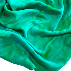 Emerald Teal Jungle Abstract Hand-Dyed Rayon Challis from India, By the Yard  #HB-267