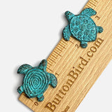 Green Patina / Copper Plated Sea Turtle Pendant, Double-Sided, from Greece, 1-1/4" / 30mm   #L229