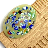 SALE  Millefiore Glass Oval, Vintage Flat Back Cabochon from Japan, Gold 1" x 3/4"  #CL-01