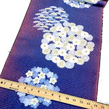 Violet Floral Traditional Print from Japan, Vintage Synthetic Kimono Fabric By the Yard # 857