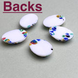LAST ONES Millefiore Glass Oval, Vintage Flat Back Cabochon from Japan, White 1" x 3/4"  #CL-02