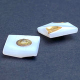 White Vintage Glass Gold-Corner 1/2" Buttons, 10 for $9.50, Germany #CL-03