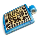 Circle Cross with Blue, Porcelain Pendant by Clay River Designs  1-3/4"