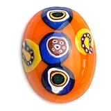 SALE Bright Orange Vintage Glass Cabochons Oval Millefiori 13/16", TWO for $2.00  #CL-05