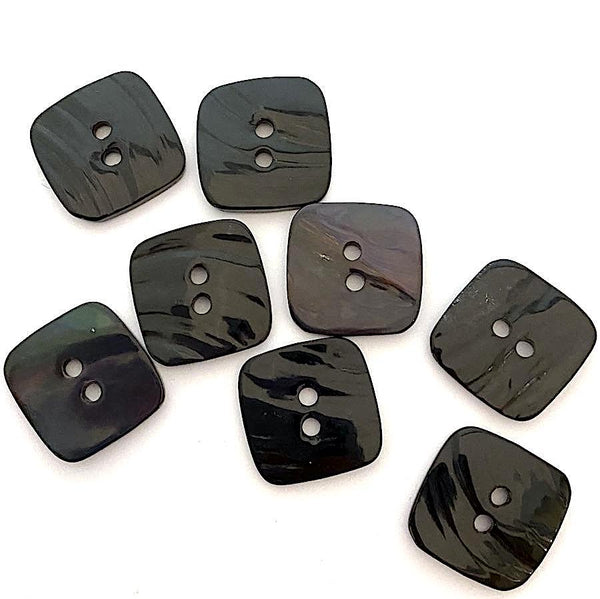 LAST PACK Darkest Brown-Black Square Shell Button 3/4"  Pack of 7, #23-68