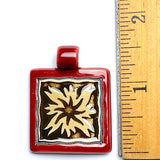 Flame Porcelain Pendant, Clay River Designs  1.5"