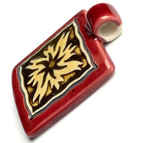 Flame Porcelain Pendant, Clay River Designs  1.5"