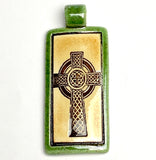 Celtic Cross  Porcelain Pendant by Clay River Designs  2.25"