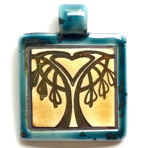 Bleeding Heart Tree Ocean Mist, 1.5" Porcelain Pendant by Clay River Designs