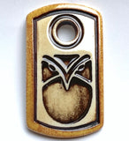 Owl Porcelain Pendant 1-7/8" Dog Tag Shape, by Clay River Designs