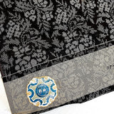 Sale - Black/Gray Ikat Vintage Kimono Silk from Japan, By the Yard #437 Oshima?