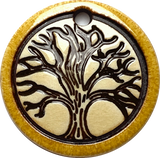 Tree Porcelain Pendant 1-1/4" Round Gold, by Clay River Designs