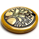 Tree Porcelain Pendant 1-1/4" Round Gold, by Clay River Designs