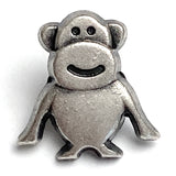 TWELVE Monkey Buttons, Tiny 1/2" Silver 12mm Metal Shank Back,  #FJ-133