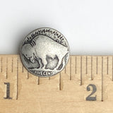 Buffalo Nickel Button Small Silver Metal Replica, 5/8" / 15mm, Shank Back, #FJ-134