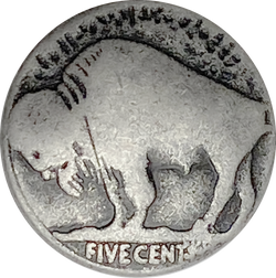 Buffalo Nickel Button Small Silver Metal Replica, 5/8" / 15mm, Shank Back, #FJ-134