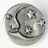 Moon and Stars, Pewter Button 3/4" from Danforth Pewter, Shank Back