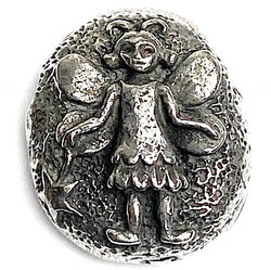 Fairy Wish Pewter Pebble-Shape Bead from Green Girl Studios 13/16"  #G-211