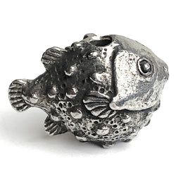 Puffer Fish Pewter Bead from Green Girl Studios 1"  #G-114