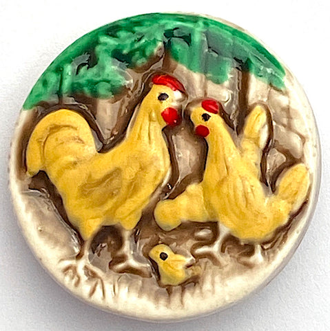 New Chick 1" Art Stone Button by Susan Clarke  #SC-1000