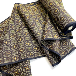 SALE Mustard/Black Hexagons Ochre Ikat, Vintage Kimono Silk By the Yard  #336