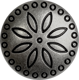 New Size, Circles Around Flower 7/8" Darker Silver Concho Button, 23mm  #SWC-153