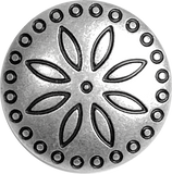 New Size, Circles Around Flower 7/8" Lighter Silver Concho Button, 23mm  #SWC-152