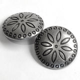 New Size, Circles Around Flower 7/8" Darker Silver Concho Button, 23mm  #SWC-153