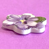 Violet Purple Flower-Shaped  Porcelain Button, 3/4"