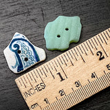 Two Beach Pottery Buttons, Atlantic Ocean Tumbled Ceramic or Glass 1" #BCH-32