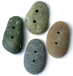 Four Beach Stone Buttons, Mixed of Colors, Approx. 1", # BCH-51