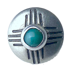 Zia 1/2" Concho Style Button with "Turquoise" Sixteen Rays Nickel Silver Shank Back  #SW-254