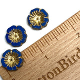 Cornflower Daisy BEAD, Rustic Thick Czech Glass, 14mm / 9/16", Pack of 12 beads  #AB602