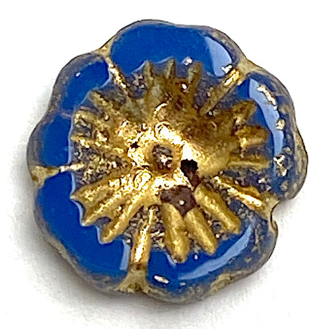 Cornflower Daisy BEAD, Rustic Thick Czech Glass, 14mm / 9/16", Pack of 12 beads  #AB602
