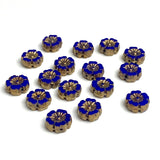 Cobalt Small Daisy BEAD, Rustic Czech Glass, 10mm / 3/8", Pack of 16 beads  #AB607