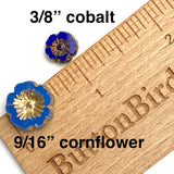 Cobalt Small Daisy BEAD, Rustic Czech Glass, 10mm / 3/8", Pack of 16 beads  #AB607