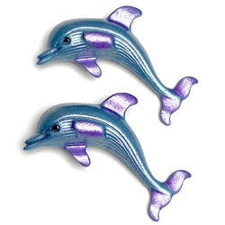 Two Blue /Violet Dolphin Buttons from Susan Clarke Designs, Metal with Shank Back, 1.25""  # SC-184