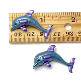 Two Blue /Violet Dolphin Buttons from Susan Clarke Designs, Metal with Shank Back, 1.25""  # SC-184