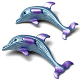 Two Blue /Violet Dolphin Buttons from Susan Clarke Designs, Metal with Shank Back, 1.25""  # SC-184