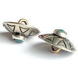 Re-Stocked, Eight Triangles with "Turquoise" Nickel Silver Shank Back 5/8" Concho Button #SW-261