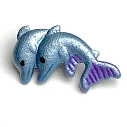 Tiny Dolphins Button from Susan Clarke Designs, Metal with Shank Back, 1/2" # SC-219