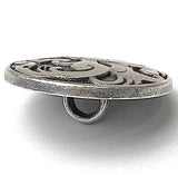 Allure Button, 11/16" Silver Swirls 18mm, from JHB, Czech Republic, Metal with Shank Back #FJ-141