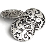 Allure Button, 11/16" Silver Swirls 18mm, from JHB, Czech Republic, Metal with Shank Back #FJ-141