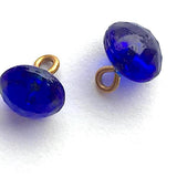 SALE Cobalt Tiny Clear Vintage Buttons, Faceted Glass 1/4" # GL316