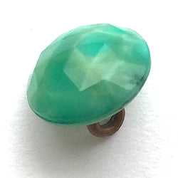 LAST ONES, Green Pearly Lustre "Moonstone" Faceted Vintage Glass 3/8" Button # GL319