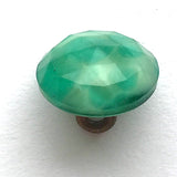 Green Pearly Lustre "Moonstone" Faceted Vintage Glass 3/8" Button # GL319