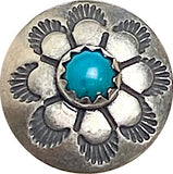 Desert Primrose w/ "Turquoise", 5/8" Southwest Button #SW-53.5 Sunburst Bezel