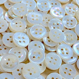 White 4-Hole 1/2" Pearl Buttons, Vintage Shell 13mm, Pack of 12  #KB-801