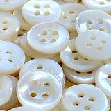 White 4-Hole 1/2" Pearl Buttons, Vintage Shell 13mm, Pack of 12  #KB-801