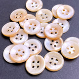 Re-Stocked, Apricot Pearl-White Lustre, Vintage 4-Hole MOP Button, 5/8" MOP Button Pack of 22, 15mm, #KB-926